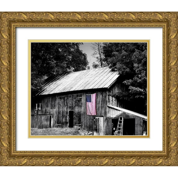 McLoughlin, James 24x20 Gold Ornate Wood Framed with Double Matting Museum Art Print Titled - Flags of Our Farmers III