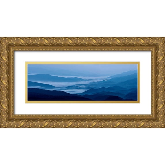 McLoughlin, James 32x13 Gold Ornate Wood Framed with Double Matting Museum Art Print Titled - Misty Mountains VIII