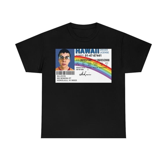 McLovin Hawaii Drivers License From the movie Super Bad Short Sleeve Tee
