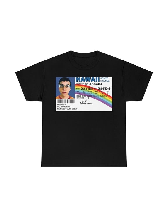 McLovin Hawaii Drivers License From the movie Super Bad Short Sleeve Tee