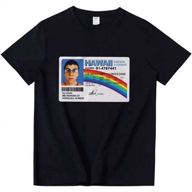 McLovin Superbad ID T-Shirt McLovin License Merch Shirts Unisex Graphic Printed Crew Neck Short Sleeve Graphic Tees