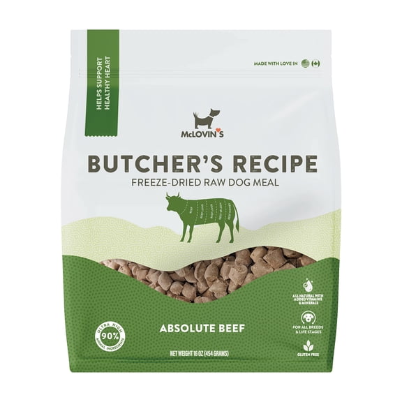 McLovin's Pet Butcher's Recipe Beef Liver Freeze Dried Complete Dog Meal, 16 oz.