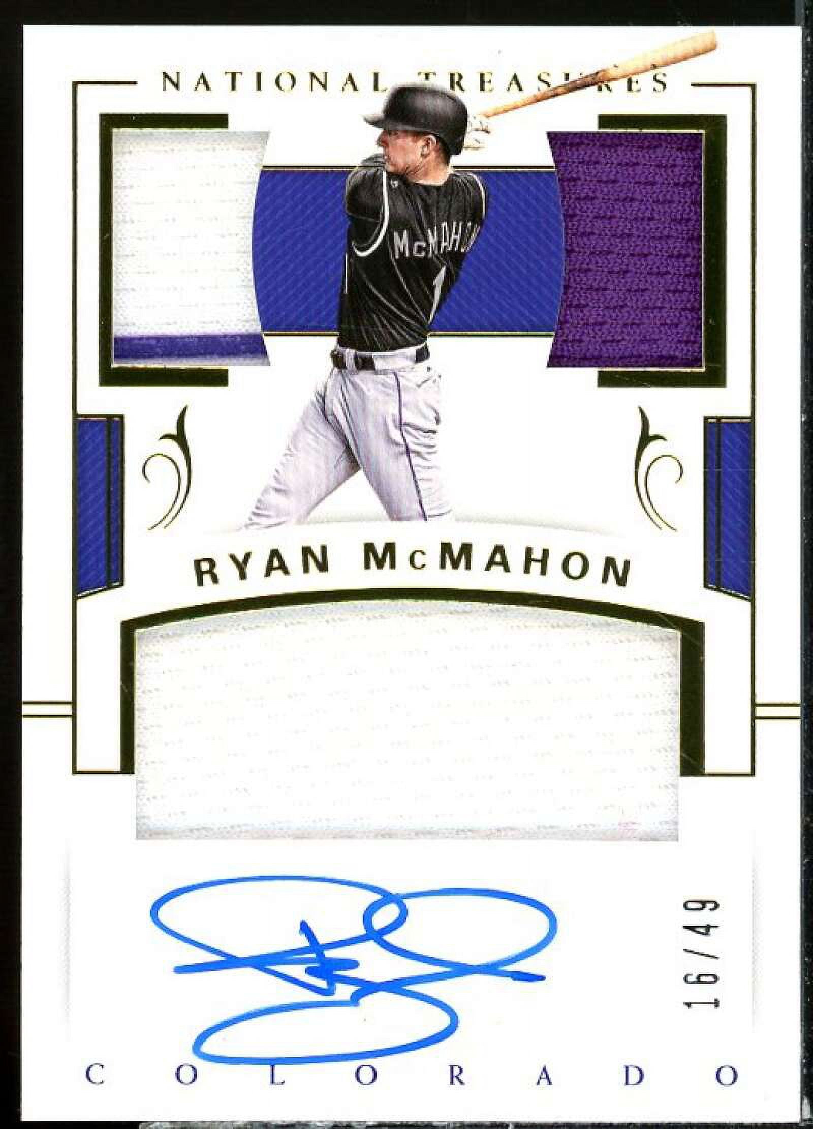 McMahon 2018l Treasures Player's Collection Triple Material Signatures Gold #15