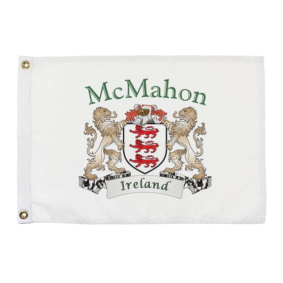 McMahon Irish Coat of Arms Small White Flag - 16"x10.5" inches