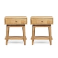 thumbnail image 1 of McManus Tennille Boho Handcrafted Mango Wood Nightstand with Drawer, Set of 2, Natural, 1 of 6