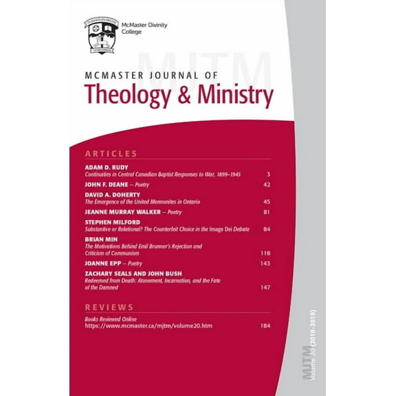McMaster Journal of Theology and Ministry: McMaster Journal of Theology and Ministry: Volume 20, 2018-2019 (Paperback)