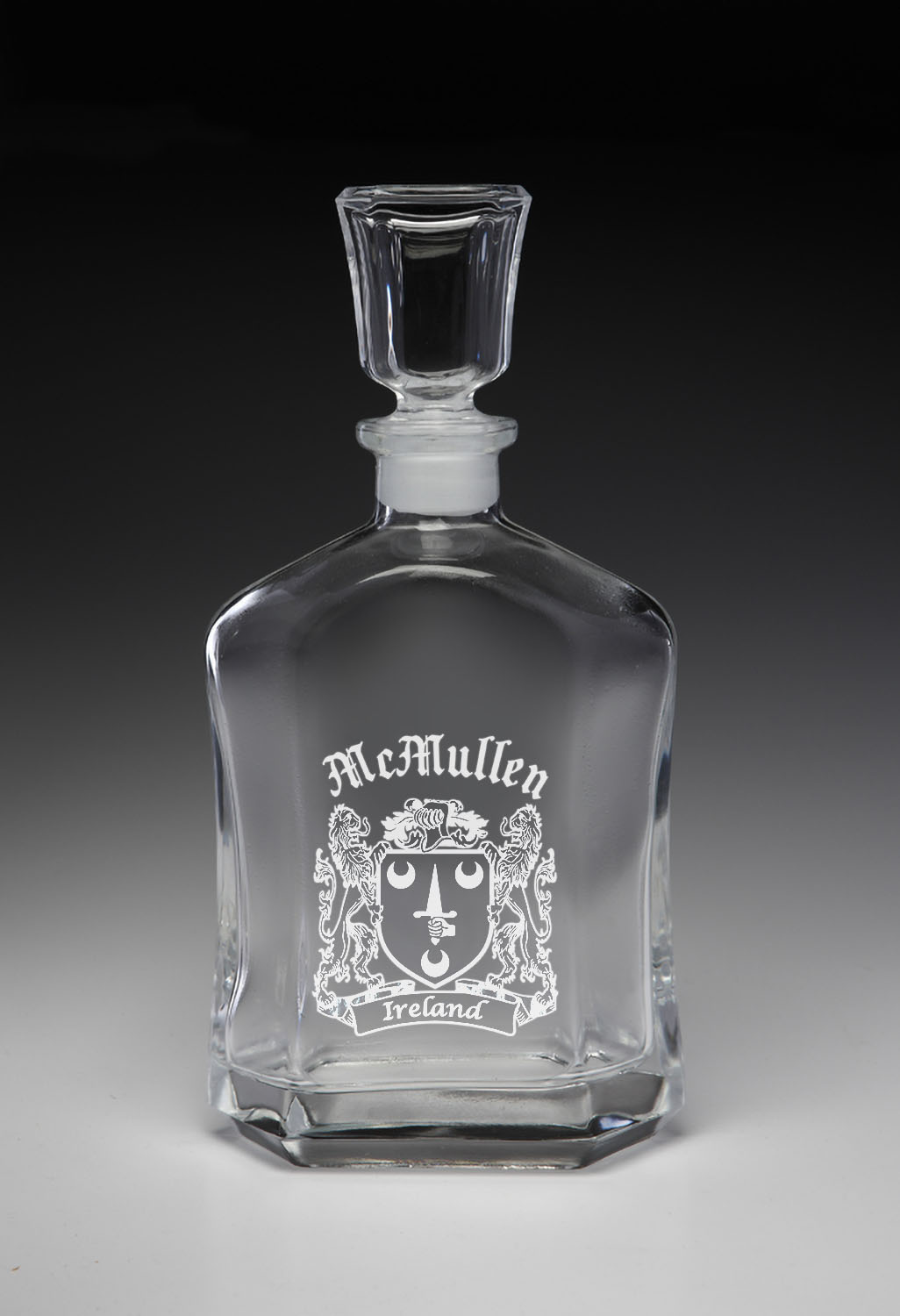 McMullen Irish Coat of Arms Whiskey Decanter (Sand Etched)