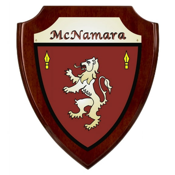 McNamara Irish Coat of Arms Shield Plaque - Rosewood Finish