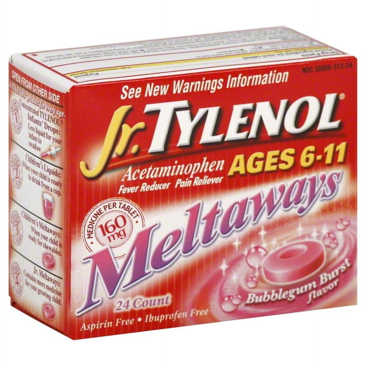 McNeil Tylenol Jr. Meltaways Fever Reducer/Pain Reliever, 24 ea