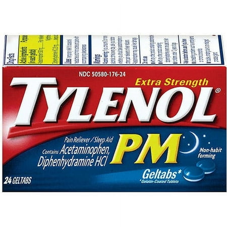 McNeil Tylenol PM Pain Reliever/Nighttime Sleep Aid, 24 ea