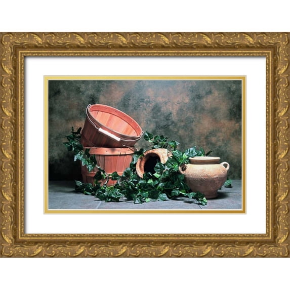 McNemar, C. Thomas 18x13 Gold Ornate Wood Framed with Double Matting Museum Art Print Titled - Pottery with Ivy II