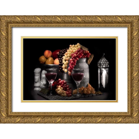 McNemar, C. Thomas 24x17 Gold Ornate Wood Framed with Double Matting Museum Art Print Titled - Wine and Fruit