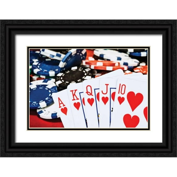 McNemar, C. Thomas 32x23 Black Ornate Wood Framed with Double Matting Museum Art Print Titled - Poker Hand II