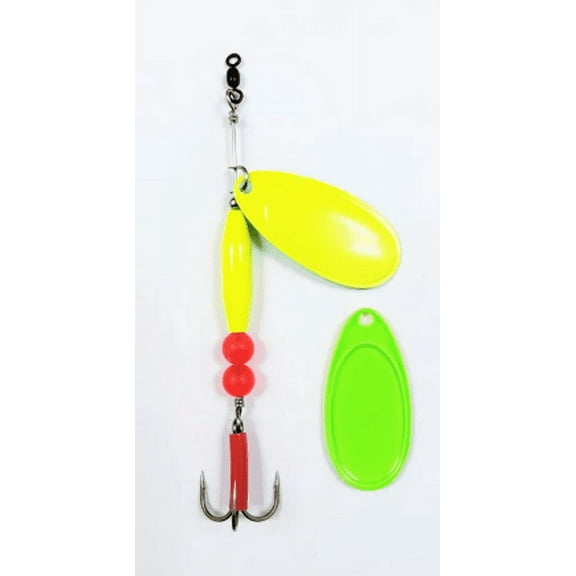 McOmie's 5.0 Steelhead Chartreuse Blade and Body with Green Glow Blade Black