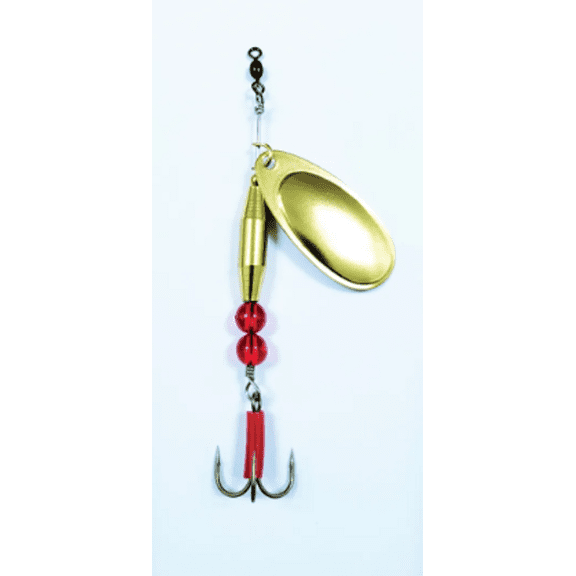 McOmie's 5.0 Steelhead Spinner Brass Blade and Ruby Red Beads