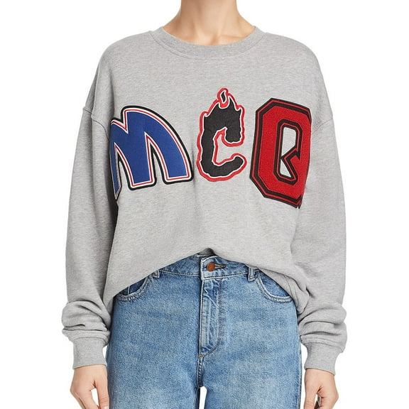 McQ Womens Embellished Sweatshirt, Grey, Small
