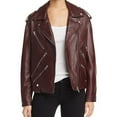 thumbnail image 1 of McQ Womens Leather Biker Jacket, Red, 42, 1 of 2