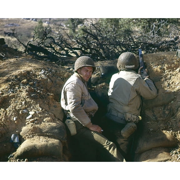 McQueen In Hell Is For Heroes In Army Uniform In Foxhole During Battle 24X36 Classic Hollywood Poster
