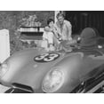 thumbnail image 1 of McQueen Lotus 11 Race Car With Wife Neille Driveway Of House 24x36 Classic Hollywood Poster, 1 of 1