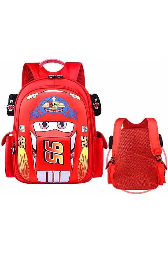 McQueen Red Racing Car Backpack Waterproof Fun Cartoon Truck Car Schoolbag Ideal Gifts for Man Woman