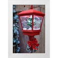 thumbnail image 1 of McRoberts, Julien 17x24 White Modern Wood Framed Museum Art Print Titled - Strasbourg-France Christmas red lamp post with blowing snow inside, 1 of 4