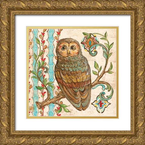 McRostie, Kate 15x15 Gold Ornate Wood Framed with Double Matting Museum Art Print Titled - Treetop Owl II