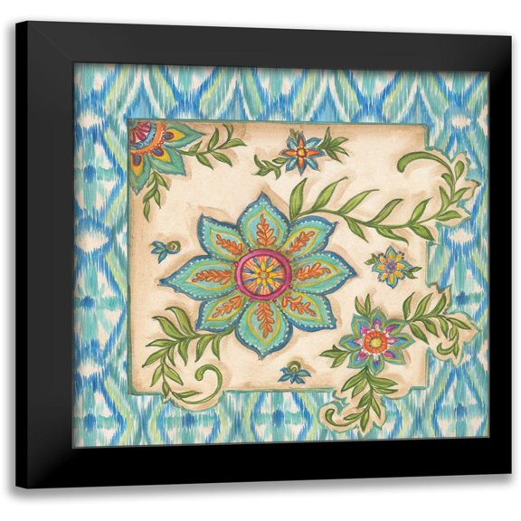 McRostie, Kate 20x20 Black Modern Framed Museum Art Print Titled - Ikat Floral IV