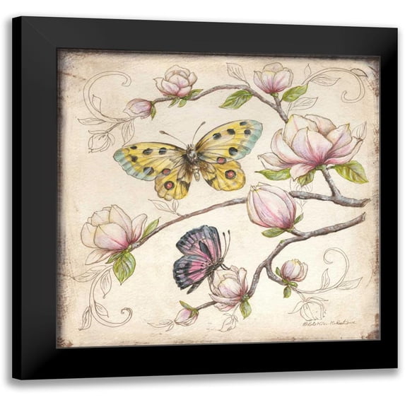 McRostie, Kate 20x20 Black Modern Framed Museum Art Print Titled - Le Jardin Butterfly IV