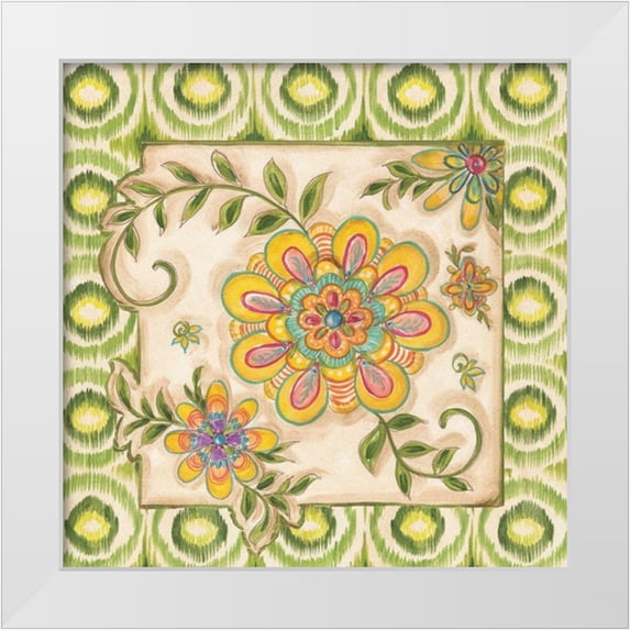 McRostie, Kate 20x20 White Modern Wood Framed Museum Art Print Titled - Ikat Floral I
