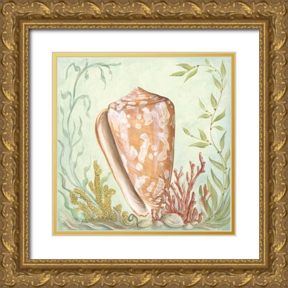 McRostie, Kate 26x26 Gold Ornate Wood Framed with Double Matting Museum Art Print Titled - Seashells and Coral IV