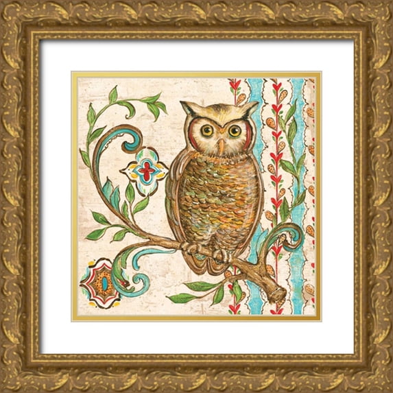 McRostie, Kate 26x26 Gold Ornate Wood Framed with Double Matting Museum Art Print Titled - Treetop Owl I