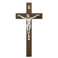 thumbnail image 1 of McVan  10 in. Beveled Walnut Stain & Silver Crucifix, 1 of 1