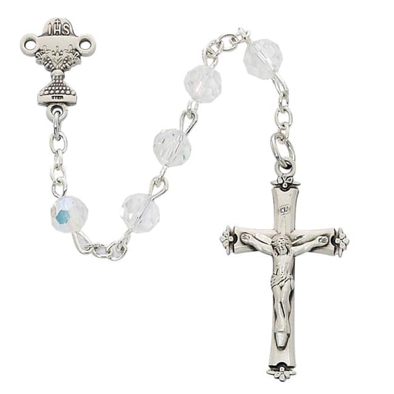 McVan 586RW 6 mm Crystal Communion Rosary Boxed