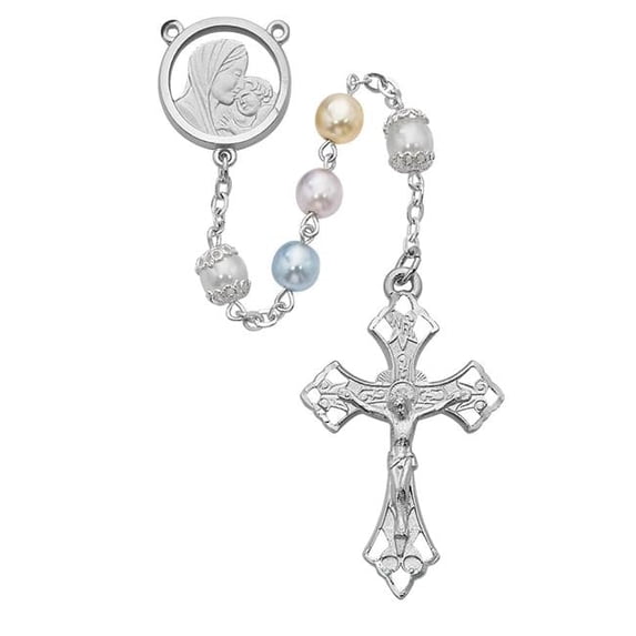 McVan 590RF 7 mm Mother & Child Cross Rosary Set - Multi Color