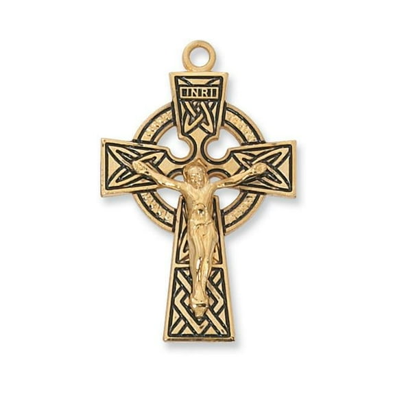 McVan J9030 1.48 x 0.95 x 0.15 in. Gold Over Sterling Celtic Crucifix Pendant