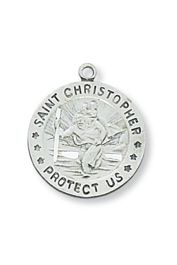 McVan L310CH 0.83 x 0.71 x 0.5 in. Sterling Silver St. Christopher Pendant for Brass Chain