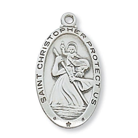 McVan L550CH 1.19 x 0.65 x 0.7 in. Sterling Silver St.Christopher Pendant for Brass Chain