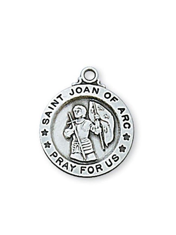 Sterling Silver St. Joan of Arc Pendant Sterling Silver St. Joan of Arc Patron Saint with 18" Rhodium Plated Brass Chain and Deluxe Gift Box, Style St. Joan of Arc Patron Saint
