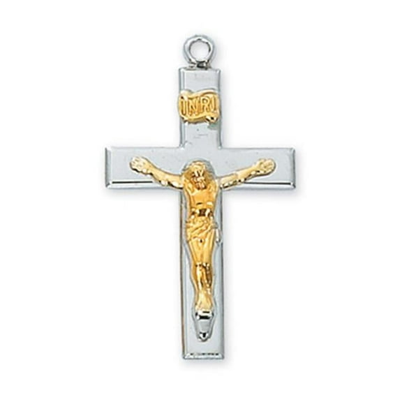 McVan L7019 1.22 x 0.7 x 0.5 in. Sterling Silver Two Tone Crucifix Pendant