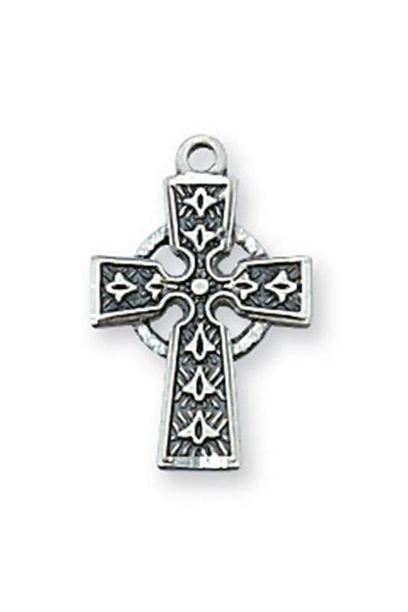 L8023 0.58 x 0.37 x 0.5 in. Sterling Silver Celtic Cross Pendant for Brass Chain