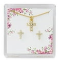 thumbnail image 1 of McVan PES19 Gold Plate Crystal Cross Earring & Pendant Boxed, 1 of 1