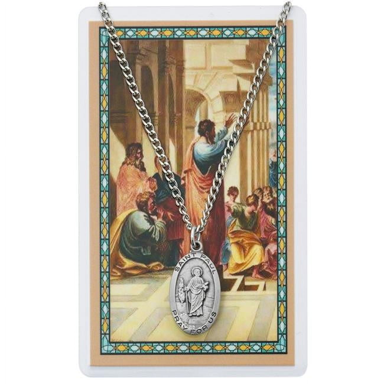 McVan PSD550PL St Paul Prayer Pewter Medal with 24 in. Silver-Tone ...