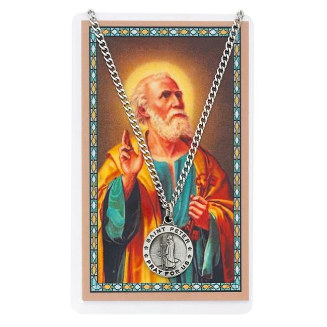 McVan PSD600PTR St Peter Prayer Pewter Medal with 24 in. Silver-Tone ...