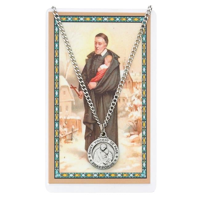 McVan Pewter St Vincent De Paul Medal with 24 in. Silver-Tone Chain ...