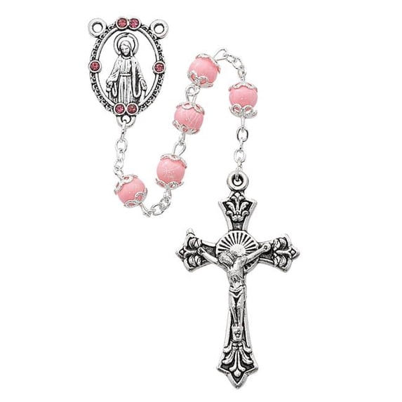 McVan R501SF 6 mm Capped Cross Rosary Set - Pink