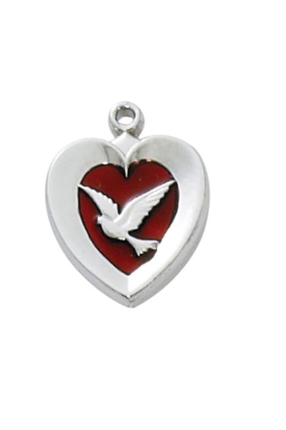 RC652 18 in. Rhodium Plated Red Holy Spirit Pendant Boxed