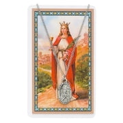 McVan PSD500BA St Barbara Prayer Pewter Medal with 18 in. Silver-Tone Chain & Laminated Holy Card Set