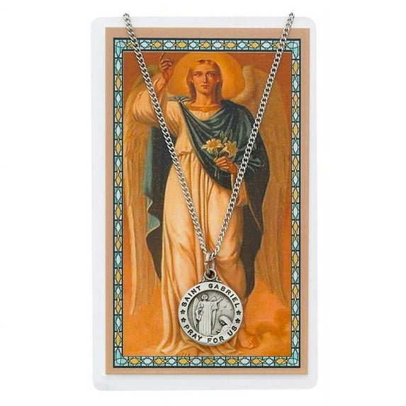 McVan PSD600GB St Gabriel Prayer Pewter Medal with 18 in. Silver-Tone Chain & Laminated Holy Card Set