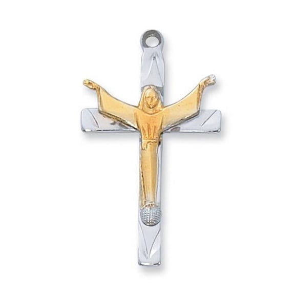 McVan Sterling Silver Risen Crucifix Pendant Sterling Silver Risen Christ Cross with 18" Rhodium Plated Brass Chain and Deluxe Gift Box, Style Risen Christ Cross