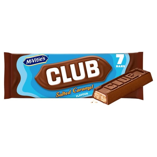 McVitie's Club Salted Caramel Flavour Biscuit Bars Multipack 7 x 22g, British Import (Pack of 2)